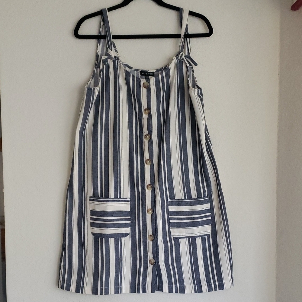 Striped Button-Down Dress with Pockets